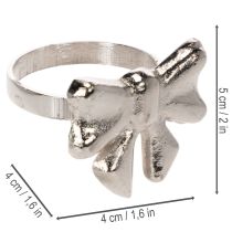kohteita Rusettilautasliinarengas, metallia, kiiltävä hopea, 5 cm, 4 kpl
