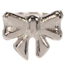 kohteita Rusettilautasliinarengas, metallia, kiiltävä hopea, 5 cm, 4 kpl