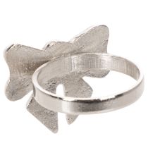 kohteita Rusettilautasliinarengas, metallia, kiiltävä hopea, 5 cm, 4 kpl