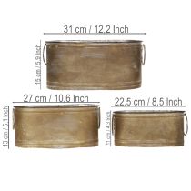 kohteita Metalliset kukkaruukut ja -astiat, vintage retro tyyli, P 22,5cm/27cm/31cm