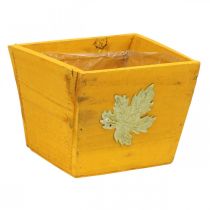 Kasvilaatikko puinen nuhjuinen tyylikäs puulaatikko keltainen 11×14,5×14cm