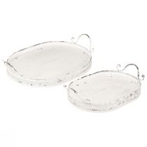 kohteita Shabby Chic ovaali tarjotin kahvoilla valkoinen 36/45cm 2 kpl sarja