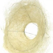 Sisal-mansetti, kukkakimppukoriste valkaistu Ø15cm 10p