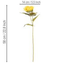 kohteita Keinotekoinen auringonkukka realistisilla lehdillä ja kukilla, 58 cm, 3 kpl