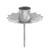 Terävä kynttilänjalka kiinnittämistä varten, Adventtikoristeet, kynttilänjalka hopea, antiikki ilme Ø7cm