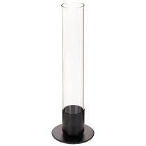 kohteita Kartiomainen kynttilänjalka lasisylinterillä. Yksinkertainen ja ajaton. 31 cm