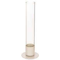 kohteita Moderni kartiomainen kynttilänjalka lasisylinterillä ja jalalla, 31 cm
