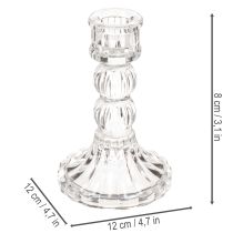 kohteita Läpinäkyvä kynttilänjalka, klassinen muotoilu, pöytäkoriste, 12 cm, 2 kpl