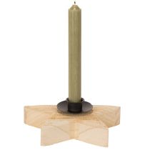 kohteita Puinen maalaismainen tähtikynttilänjalka kartiokynttilöille, 16 cm