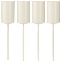 kohteita Metallinen kynttilänjalka varressa, beige, korkeus 11 cm, 4 kpl