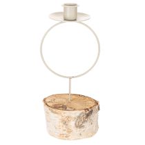 kohteita Kynttilänjalka koivupuisella jalustalla ja metallirenkaalla, 20 cm