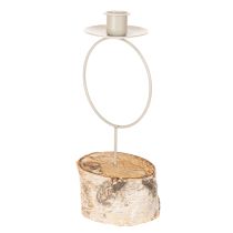 kohteita Kynttilänjalka koivupuisella jalustalla ja metallirenkaalla, 20 cm