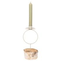 kohteita Kynttilänjalka koivupuisella jalustalla ja metallirenkaalla, 20 cm