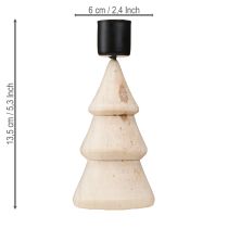kohteita Kynttilänjalka joulukuusenkoriste puusta, luonnonvärinen, korkeus 13 cm, 4 kpl