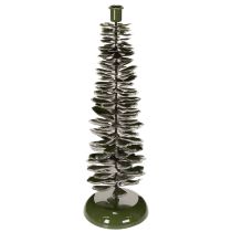 kohteita Joulukuusikuvioinen kynttilänjalka, vihreä metalli, 45 cm