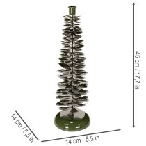 kohteita Joulukuusikuvioinen kynttilänjalka, vihreä metalli, 45 cm