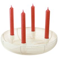 kohteita Kynttilänjalka neljälle kynttilälle, kynttiläkuppi, kermanvärinen Ø29cm