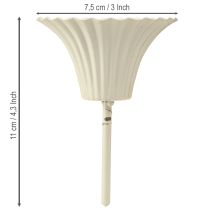 kohteita Kynttilänjalka kukan muotoisella piikkikoristeella, kermanvärinen, 11 cm, 4 kpl