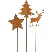 Puutarhakiila patinahirvi deco tähtikuusi H9,5/10,5cm 9kpl