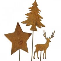 Puutarhakiila patinahirvi deco tähtikuusi H10/15cm 3kpl