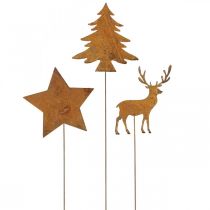 Puutarhakiila patinahirvi deco tähtikuusi H10/15cm 3kpl