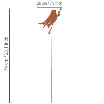 kohteita Lintutarhan varsi, ruostunut metallinen koristevarsi, 52 cm