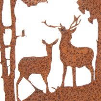 kohteita Puutarhakeppi, ruosteenvärinen, pyöreä, peuran siluetti, metsäkoriste, 53 cm, 2 kpl