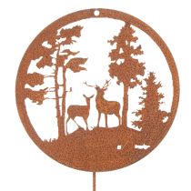 kohteita Puutarhakeppi, ruosteenvärinen, pyöreä, peuran siluetti, metsäkoriste, 53 cm, 2 kpl