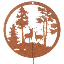 kohteita Puutarhakeppi, ruosteenvärinen, pyöreä, peuran siluetti, metsäkoriste, 53 cm, 2 kpl