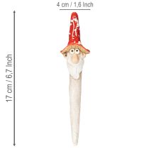 kohteita Kääpiöhahmo irrotettavaksi, pitkällä parralla ja sienihatulla, koriste, 17 cm, 2 kpl