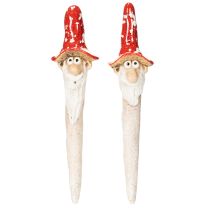 kohteita Kääpiöhahmo irrotettavaksi, pitkällä parralla ja sienihatulla, koriste, 17 cm, 2 kpl