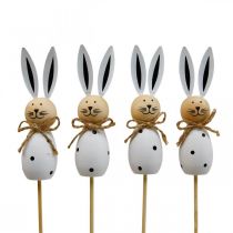 kohteita Flower Stick Rabbit Puinen pääsiäispupu musta/valkoinen H34cm 4 kpl