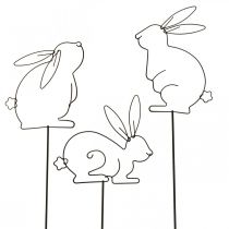Garden Stakes Metal Rabbit Black Bed -piiput 9,5–11cm 6kpl