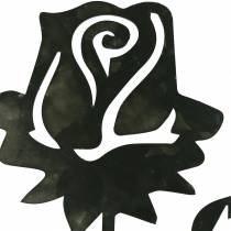 Metallinen nasta ruusu hopeanharmaa, valkoinen pesty metalli 20cm × 11,5cm 8kpl