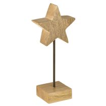 kohteita Puinen tähti, luonnonväriset puiset tähdet, seisova, korkeus 23 cm, 2 kpl