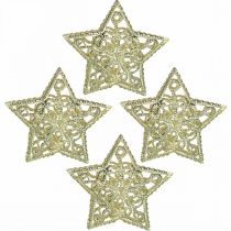 Scatter koriste tähdet, valoketjun kiinnitys, joulu, metallikoristeet kultainen Ø6cm 20 kpl