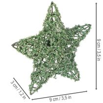 kohteita Koristeellinen vihreä lankatähtisetti, kaksi kokoa, 10 cm, 12 palaa