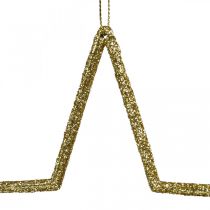 Joulukoristeita tähtiriipus kultainen glitter 12cm 12kpl
