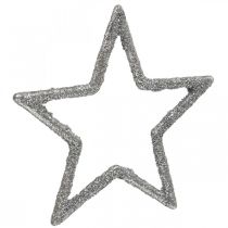 kohteita Scatter koristeet Joulutähtiä hopea glitter Ø4cm 120 kpl