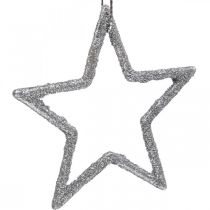 Joulukoristeita tähtiriipus hopea glitter 7,5cm 40p