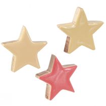 kohteita Scatter koristeet puiset tähdet tähdet mangopuu aprikoosi keltainen 5cm 12 kpl
