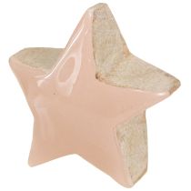 kohteita Koristeelliset puiset tähdet pinkki valkoinen keltainen Ø3cm 9 kpl