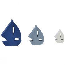 kohteita Scatter-koriste puinen purjevenekoriste sininen valkoinen 2cm–6cm 24 kpl
