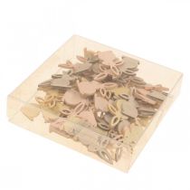 kohteita Puiset scatter koristeet, pääsiäisscatter palat, pääsiäispupu, keltaiset sävyt 4cm, 72 kpl