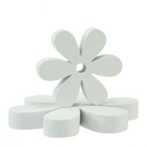 kohteita Scatter-koriste puinen pöytäkoriste valkoisia kukkia Ø2cm–6cm 20kpl