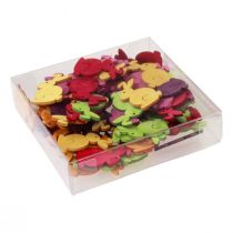 kohteita Scatter-koriste Pääsiäispuiset istuvat värilliset 2,5cm x 4cm 72 kpl