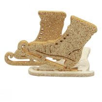 kohteita Scatter koristeet talvikoristeet puinen luistin glitter 4x3,5cm 72 kpl