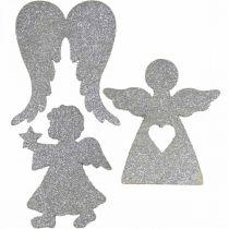 kohteita Scatter koristeet Joulu enkeli koristeet hopea glitter H8cm 24 kpl