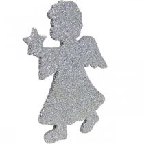 kohteita Scatter koristeet Joulu enkeli koristeet hopea glitter H8cm 24 kpl