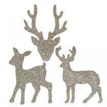 Scatter koristeet Jouluhirvi koriste kulta glitter 6×8cm 24p
